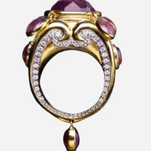 RING GOLDPLATE over COPPER with COLORED STONES
